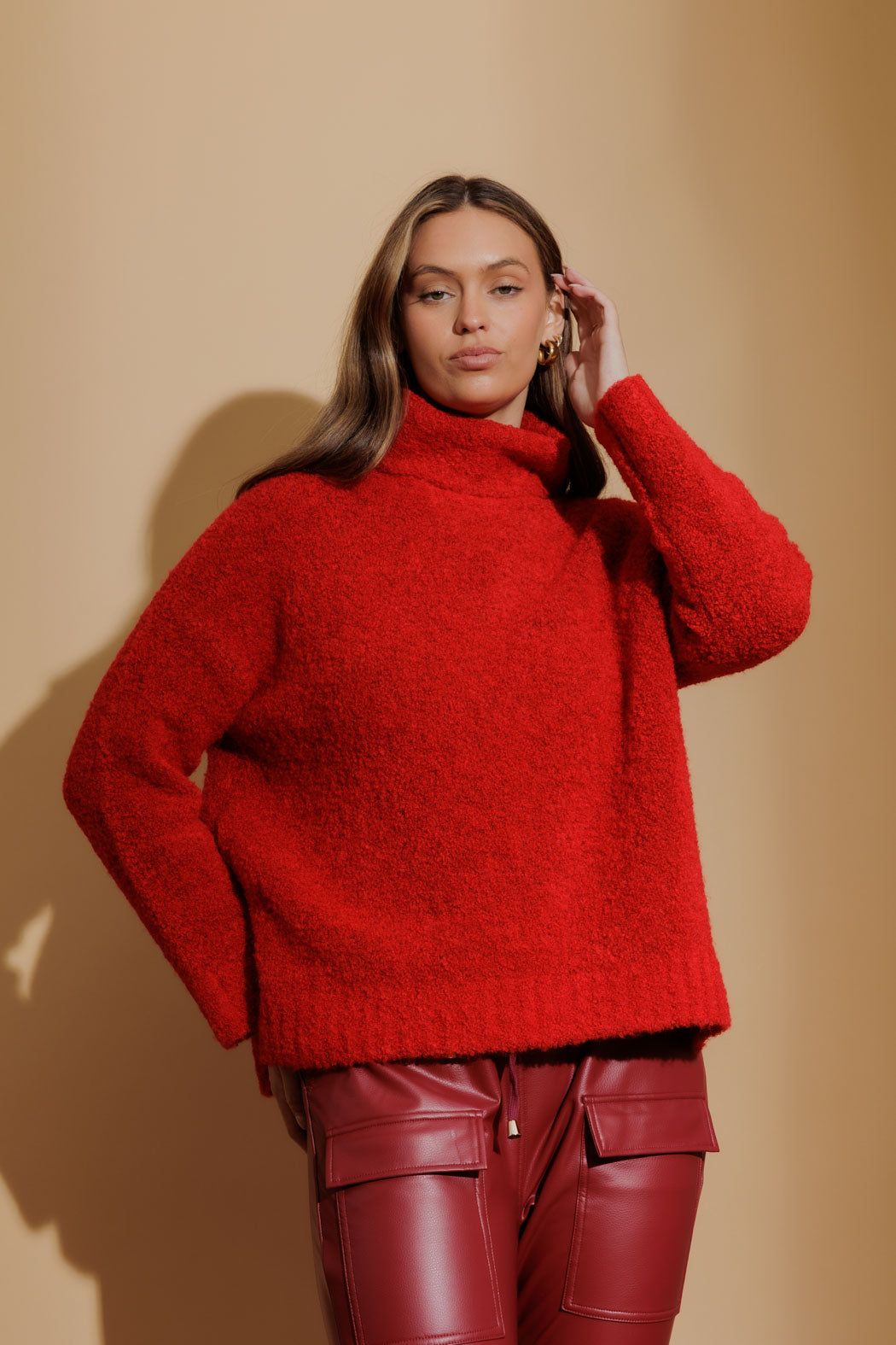 Red Knobby Knit Jumper Red S