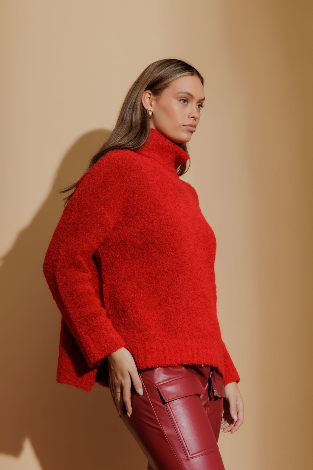 Red Knobby Knit Jumper Red S