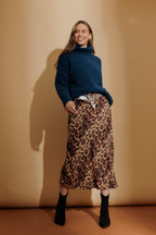 Tan Leopard Bias Skirt Tan Leopard