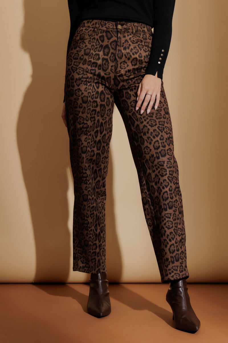 Brown Animal Suede Barrel Pant Brown Animal