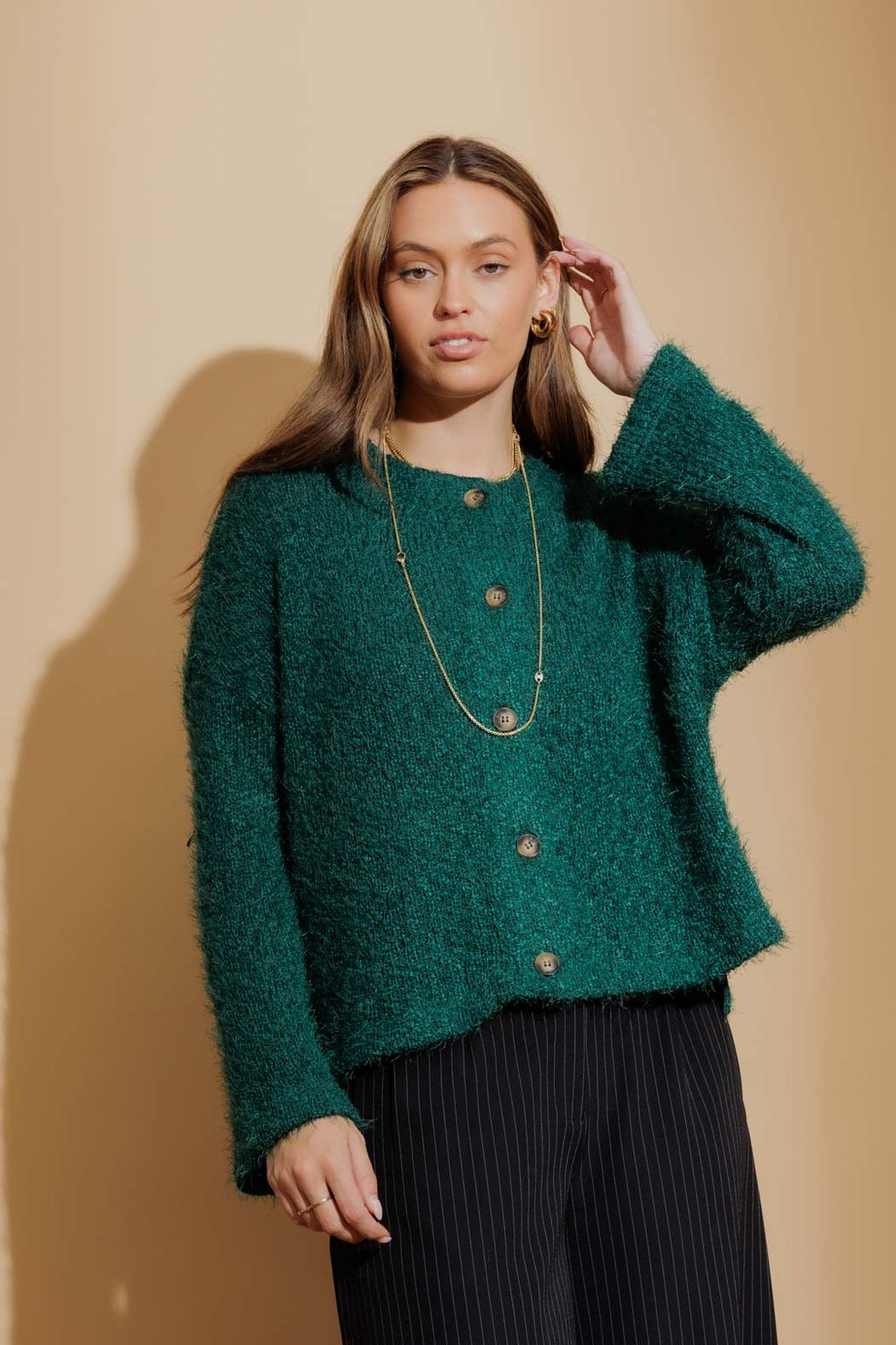 Jade Fluffy Knit Cardi