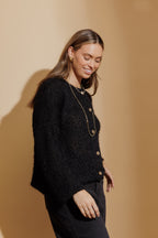 Black Fluffy Knit Cardi