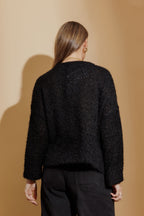 Black Fluffy Knit Cardi