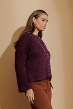 Plum Fluffy Knit Cardi