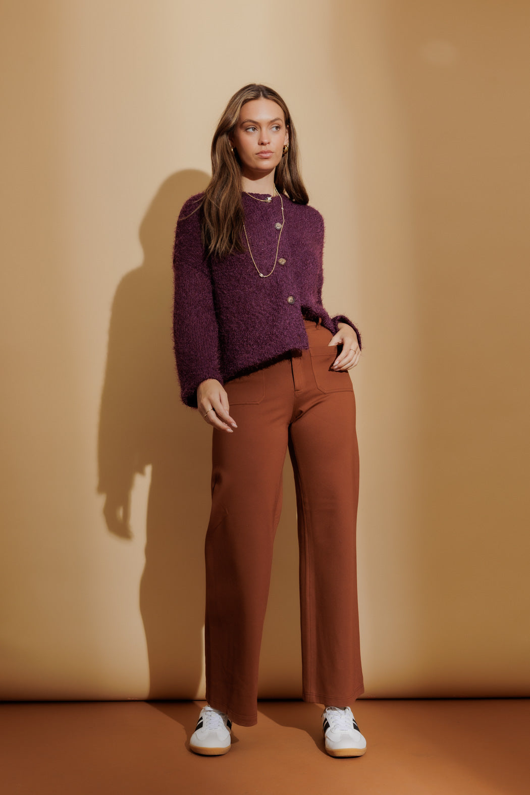 Plum Fluffy Knit Cardi