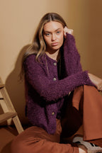 Plum Fluffy Knit Cardi