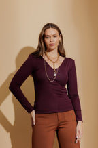 Plum Tencel Long Sleeve Lust Top