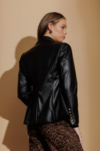 Black Faux Leather Sisca Blazer