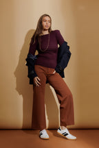 Plum Tencel Long Sleeve Lust Top