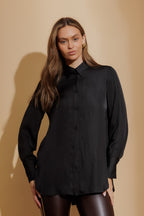 Black Silky Boyfriend Shirt