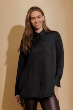 Black Silky Boyfriend Shirt
