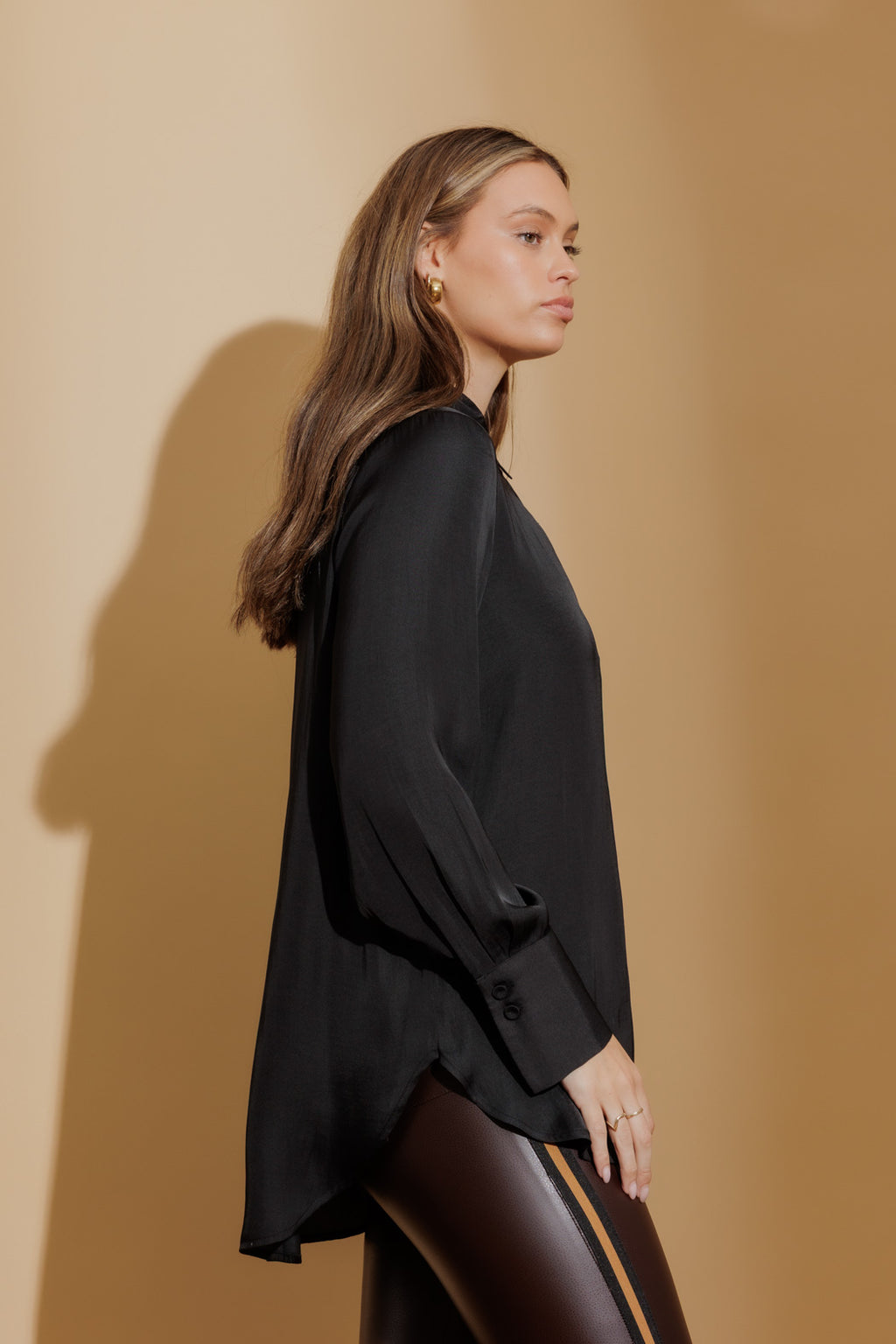 Black Silky Boyfriend Shirt