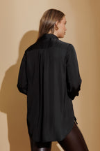 Black Silky Boyfriend Shirt