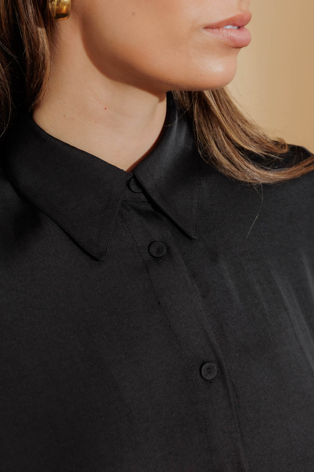 Black Silky Boyfriend Shirt