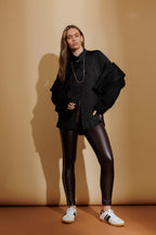 Black Silky Boyfriend Shirt