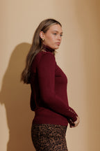 Burgundy Fine Knit Roll Neck Burgundy S