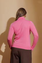 Pink Fine Knit Roll Neck Jumper Pink S