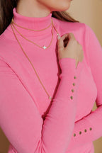 Pink Fine Knit Roll Neck Jumper Pink S