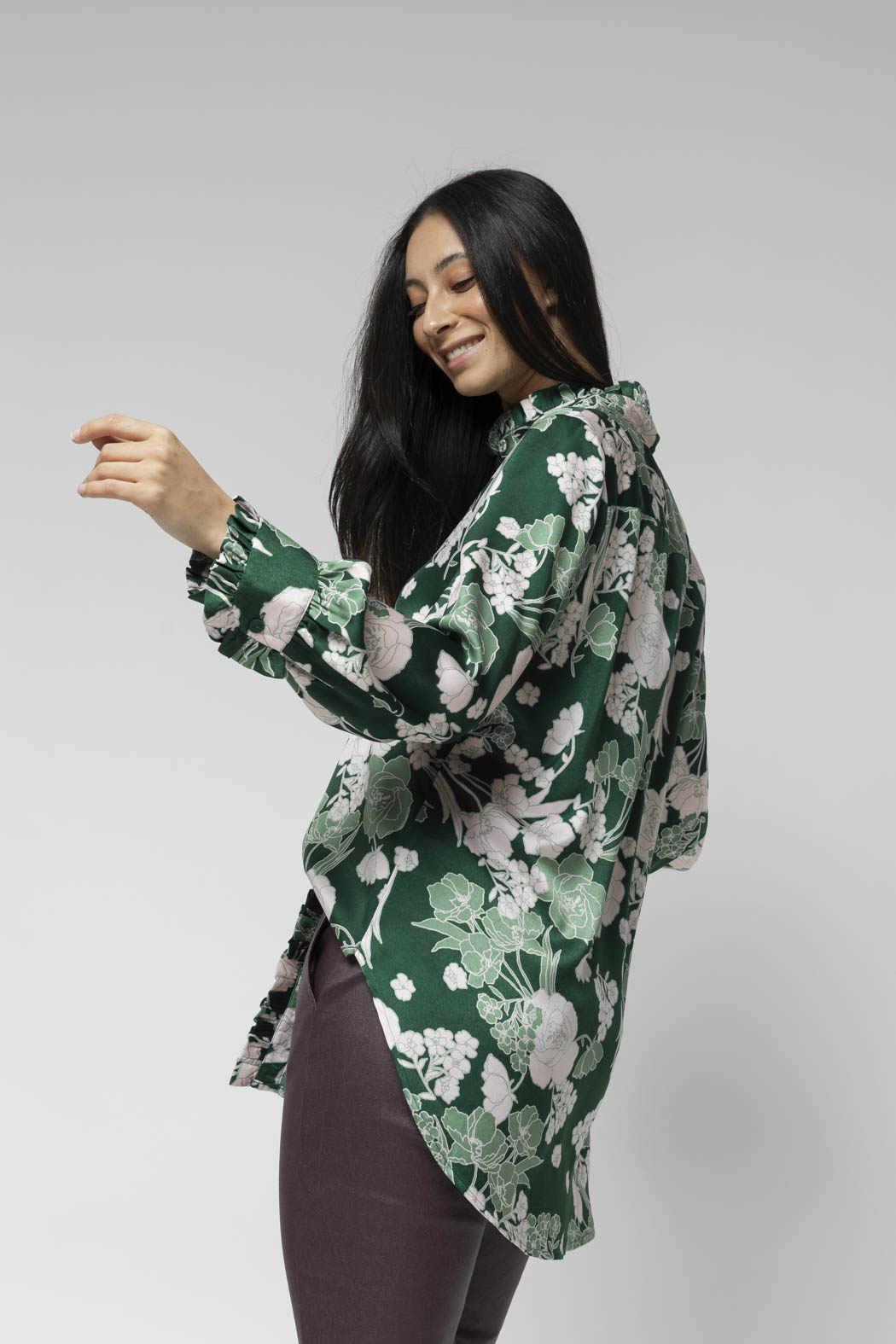 Pink Green Roma Frill Shirt