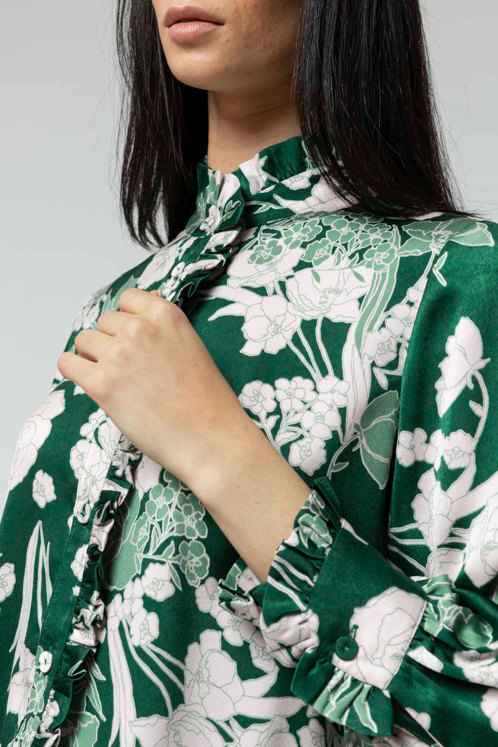 Pink Green Roma Frill Shirt