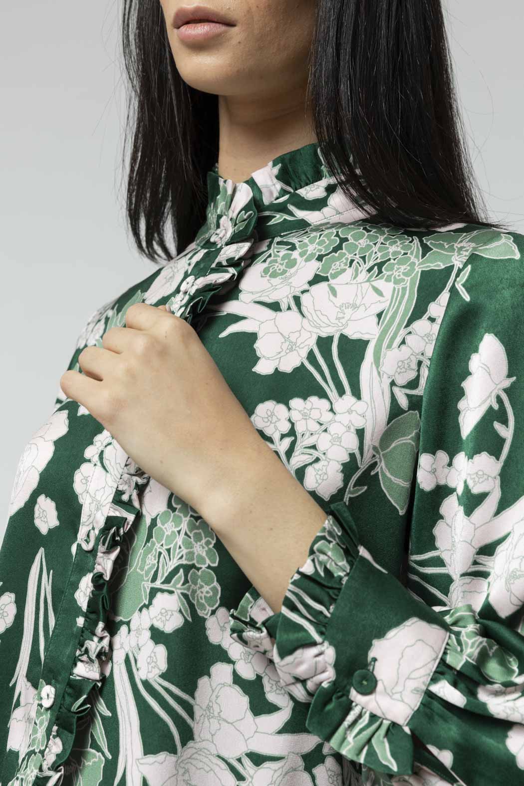 Pink Green Roma Frill Shirt