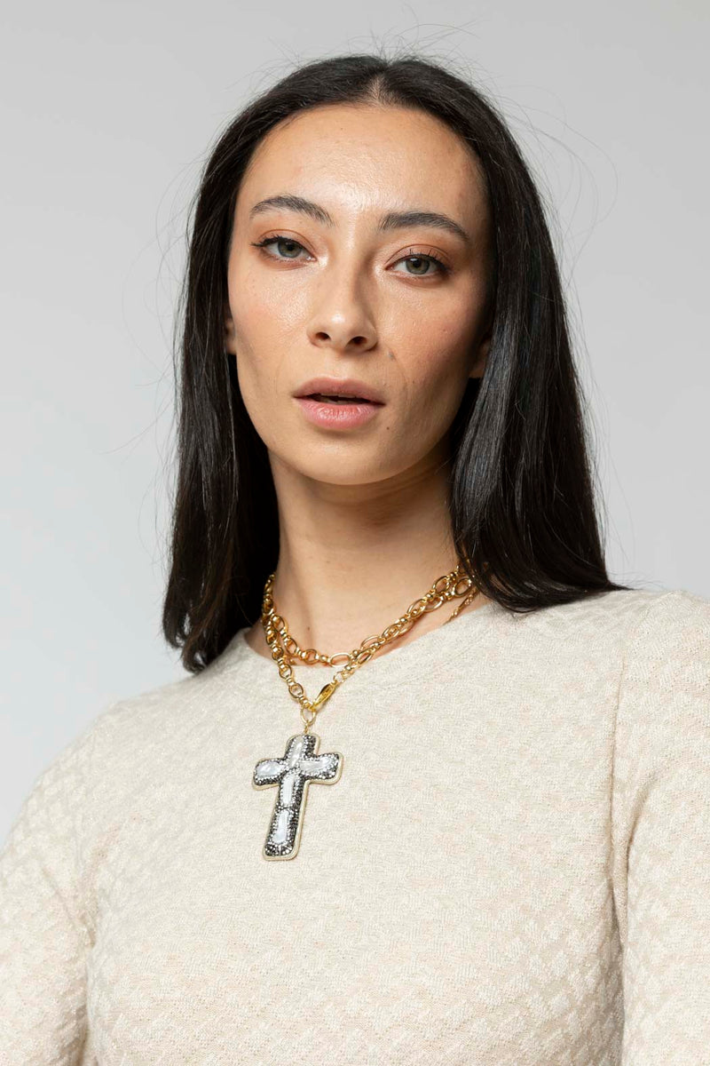 Silver Pave Cross Necklace - FINAL SALE