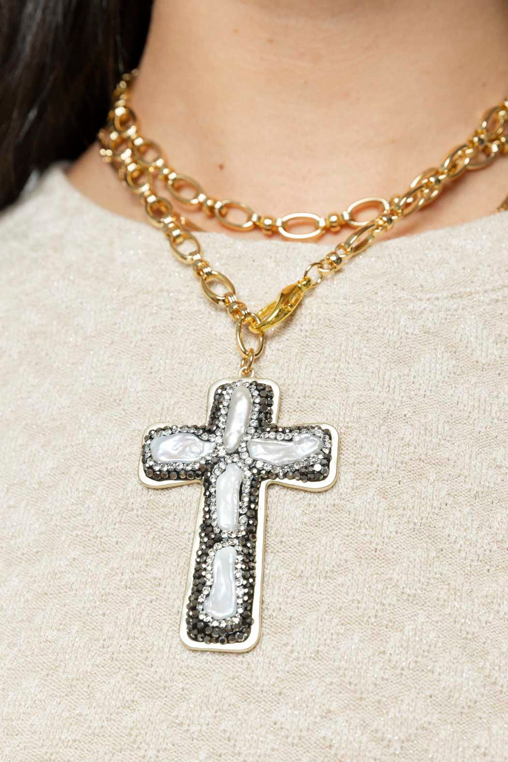 Silver Pave Cross Necklace - FINAL SALE