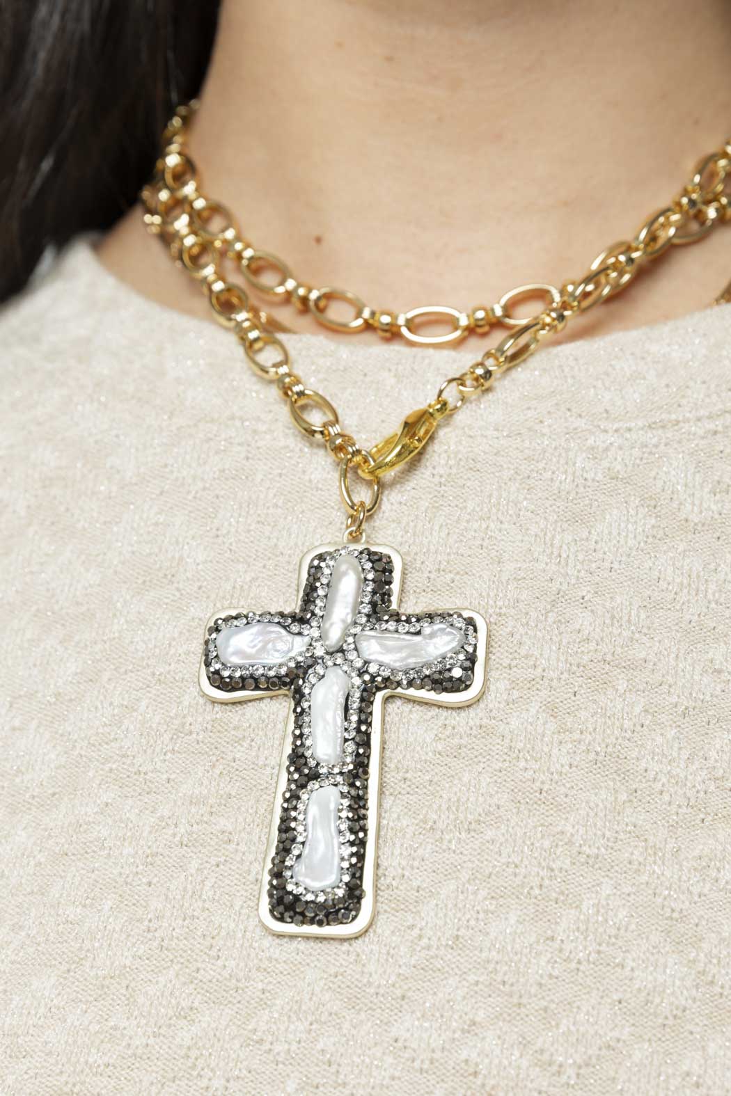 Silver Pave Cross Necklace - FINAL SALE