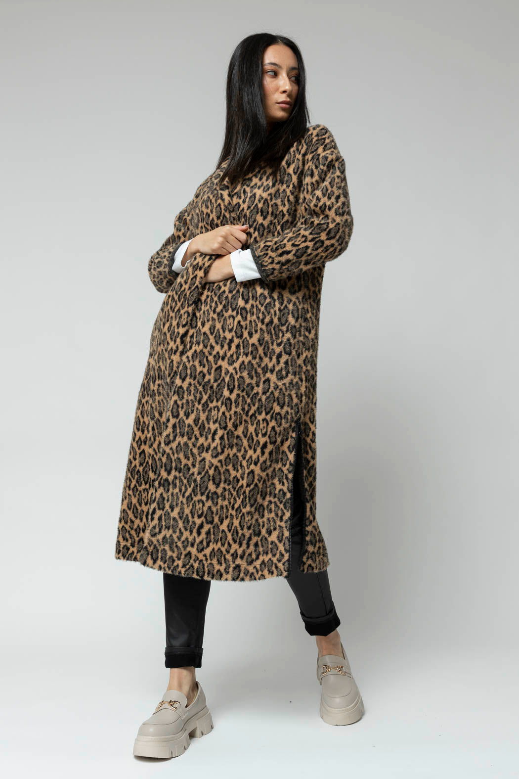Tan Animal Zip Coat
