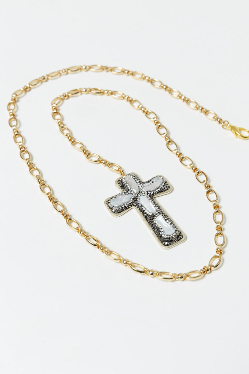 Silver Pave Cross Necklace - FINAL SALE