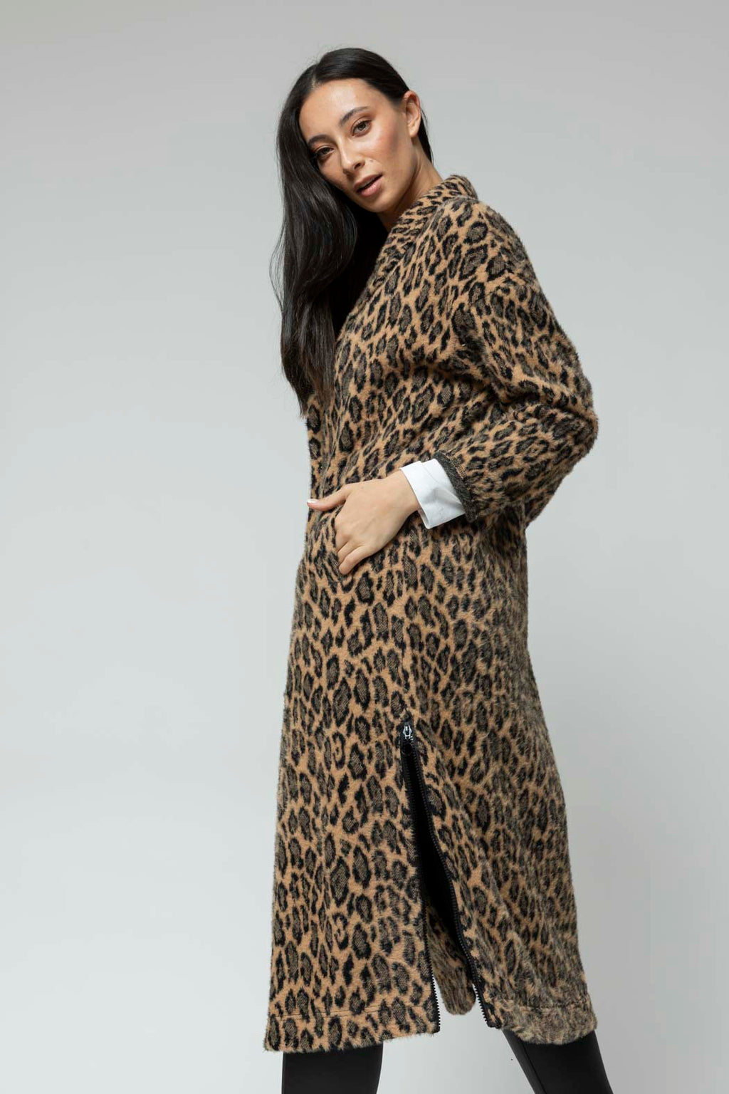 Tan Animal Zip Coat