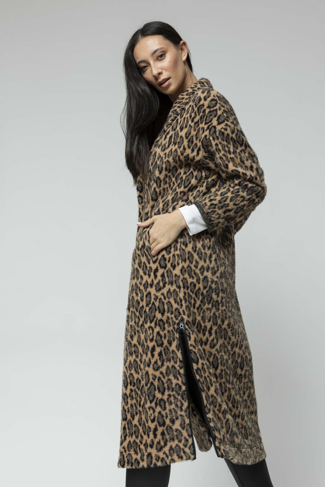 Tan Animal Zip Coat