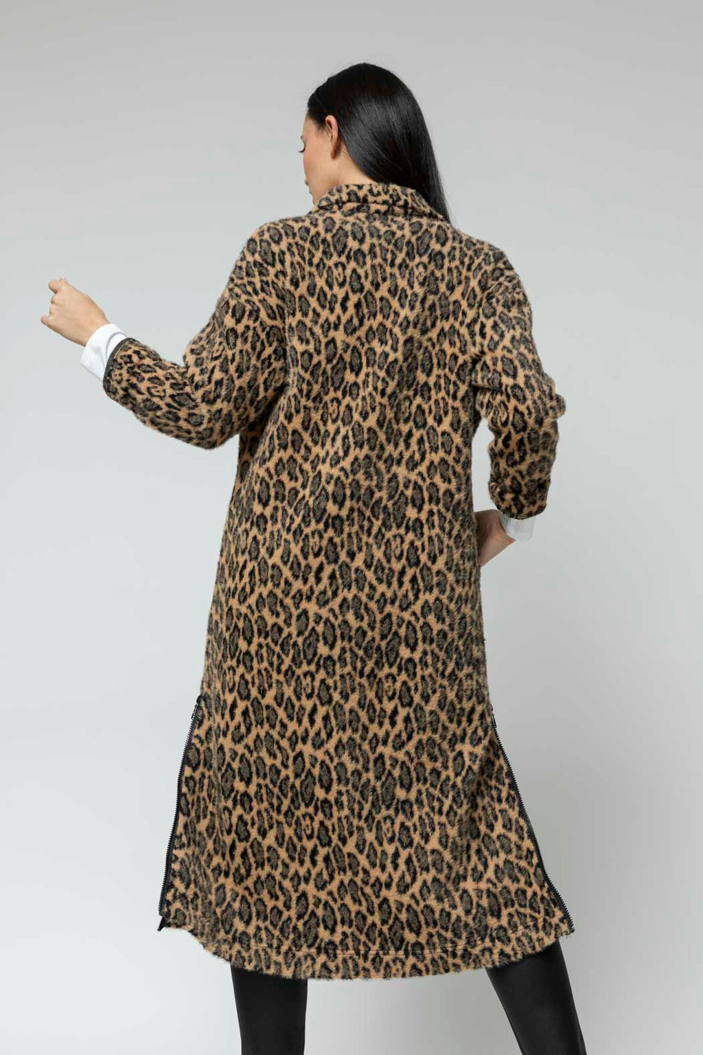Tan Animal Zip Coat