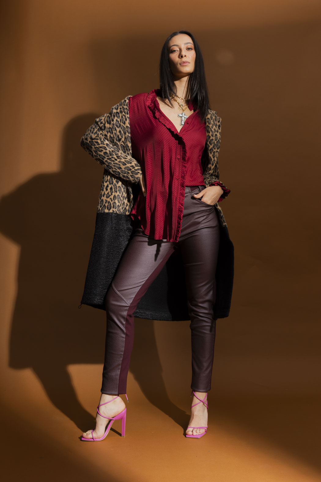 Tan Black Combo Zip Coat- Sale