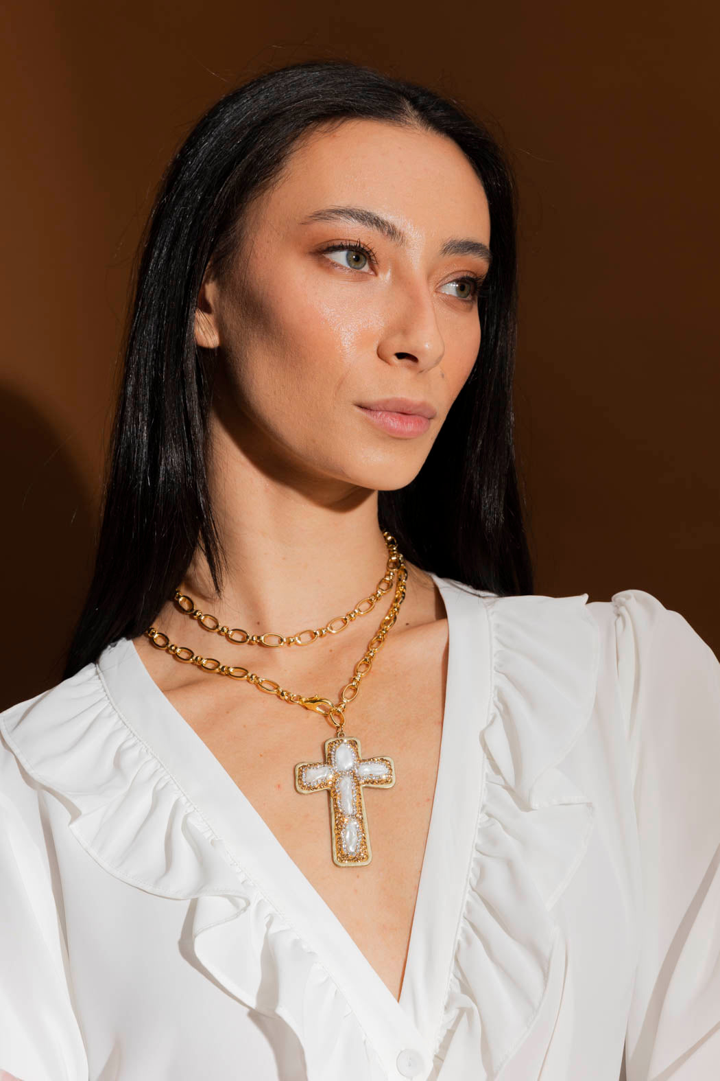 Gold Pave Cross Necklace