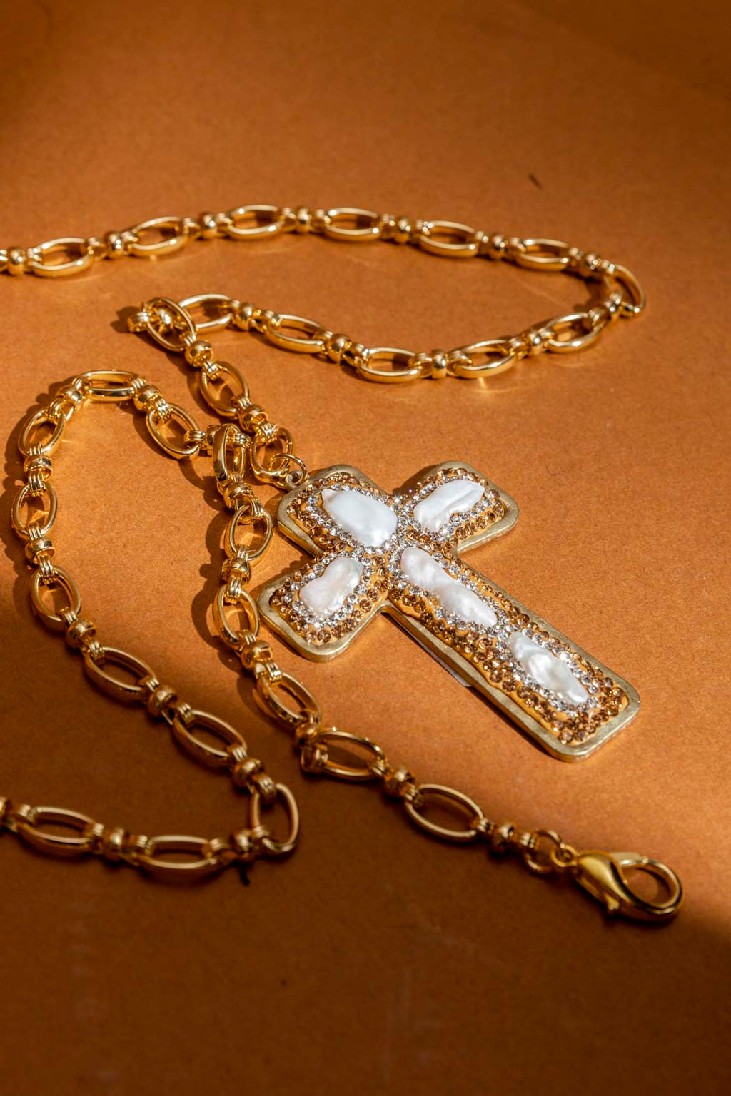 Gold Pave Cross Necklace