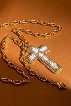 Gold Pave Cross Necklace