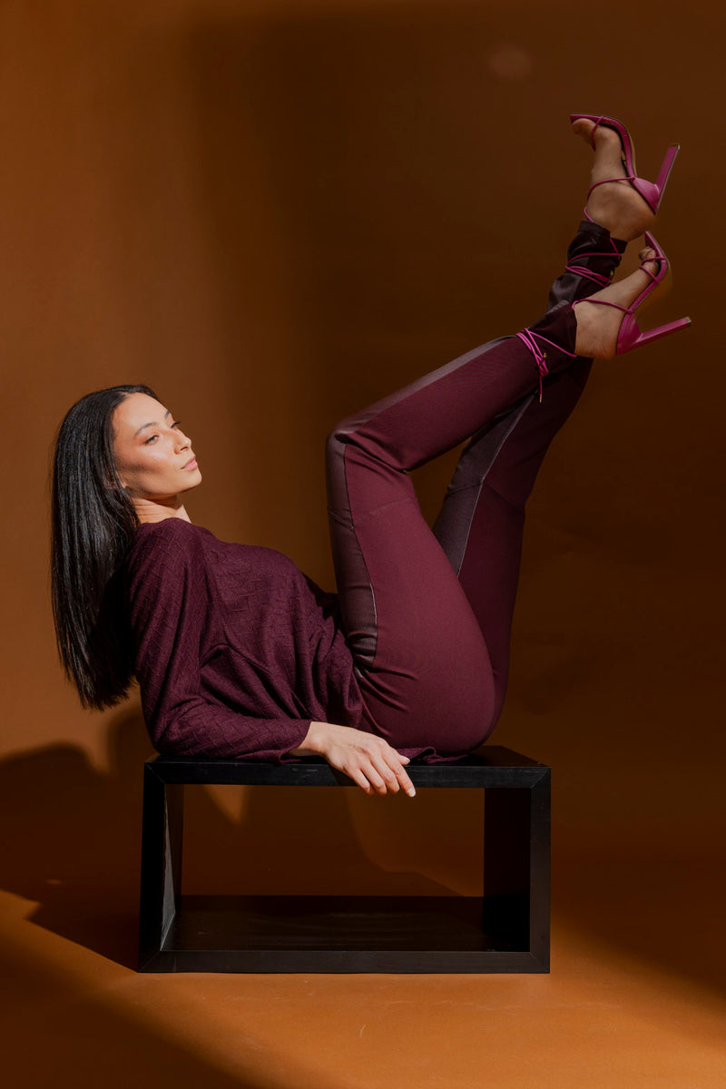 Plum Waxed Spliced Pant