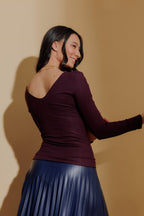 Plum Tencel Long Sleeve Lust Top