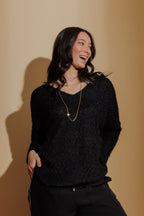 Black Fluffy Slouch Jumper