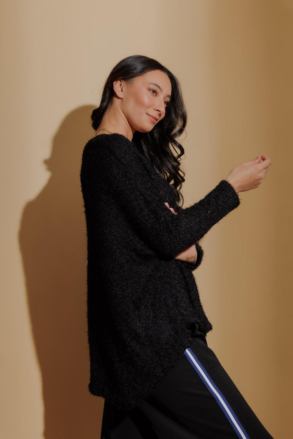 Black Fluffy Slouch Jumper