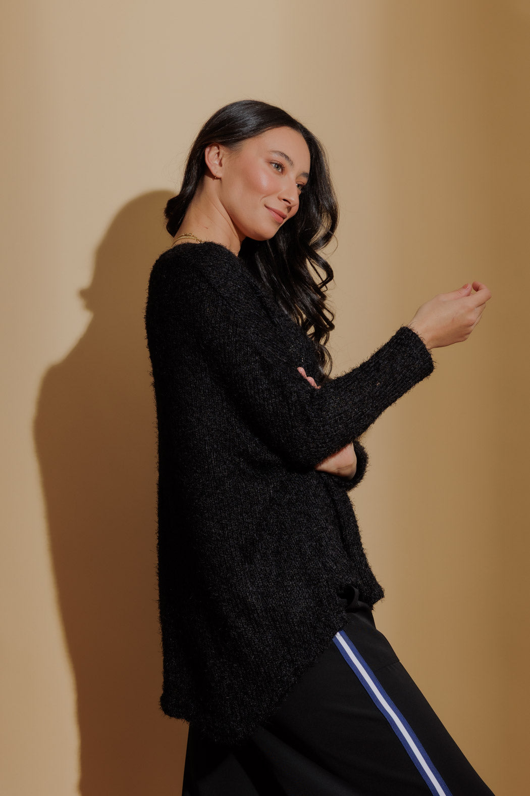 Black Fluffy Slouch Jumper
