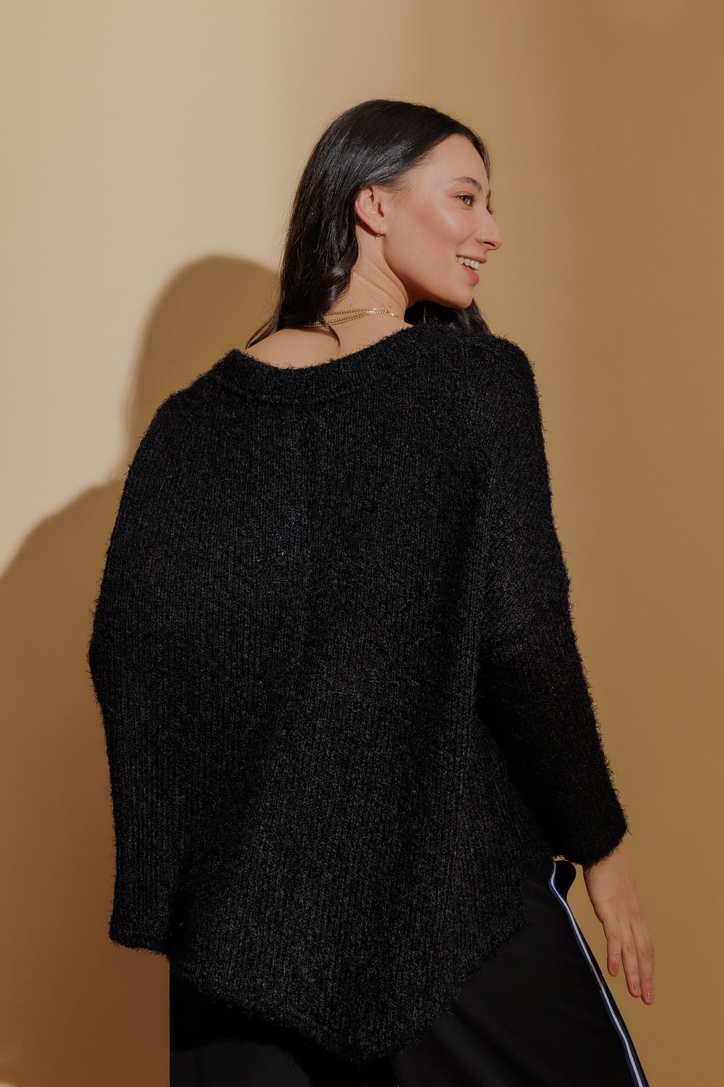 Black Fluffy Slouch Jumper