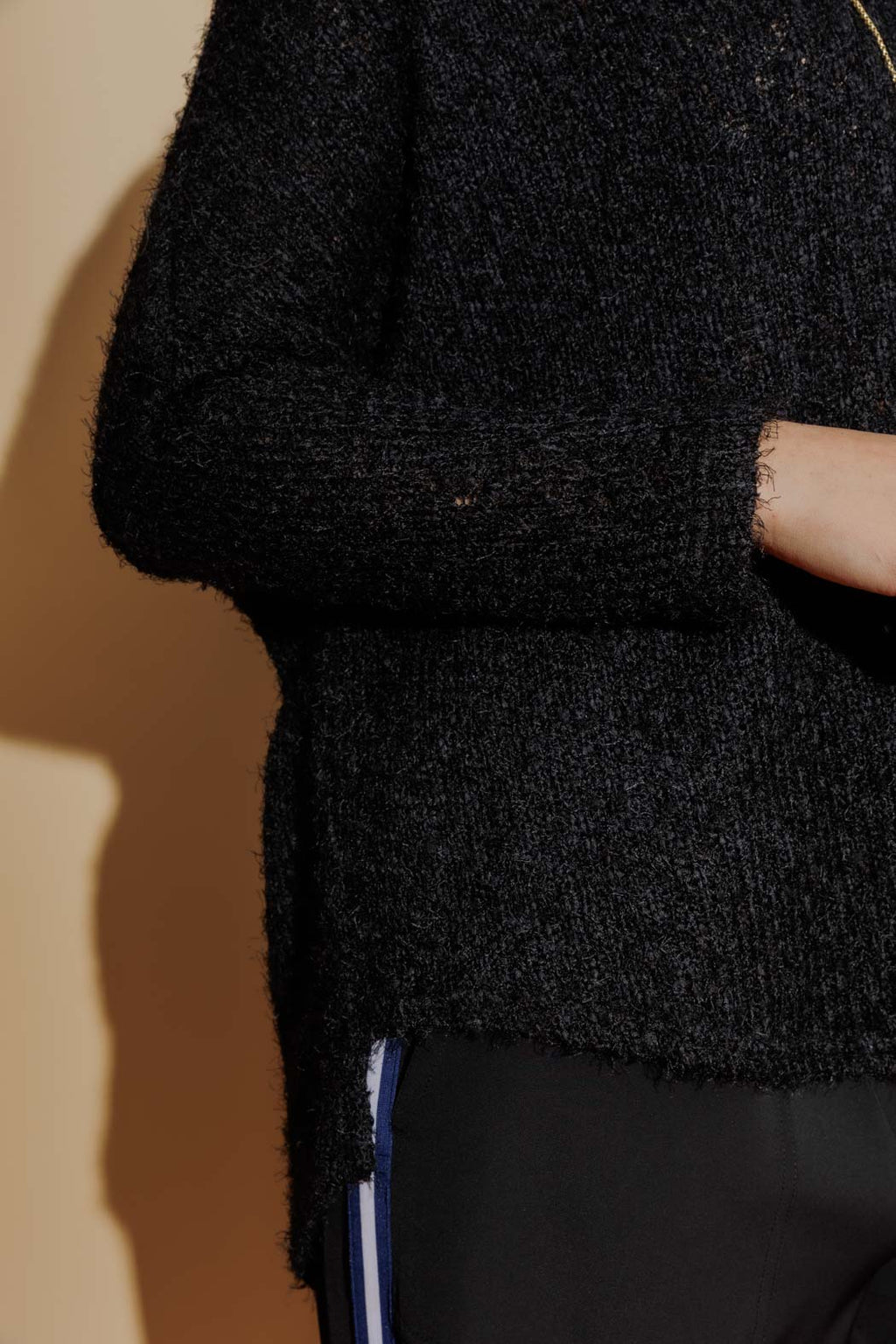 Black Fluffy Slouch Jumper