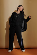 Black Fluffy Slouch Jumper