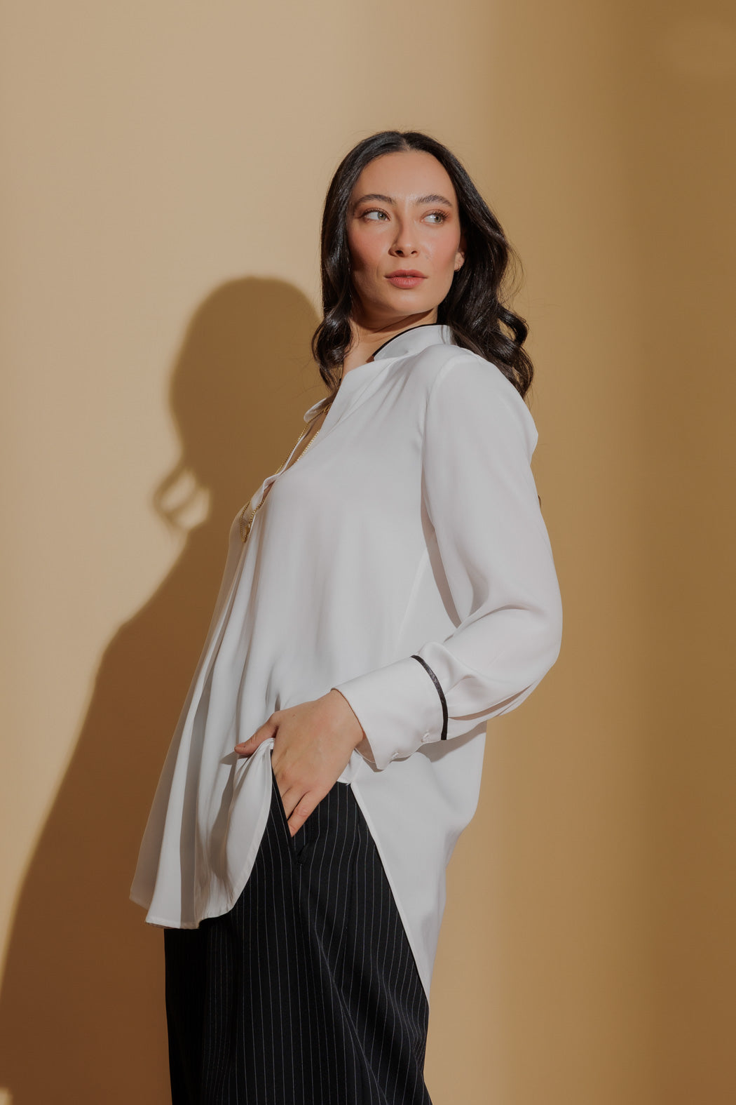 White Trimmed Blogger Shirt