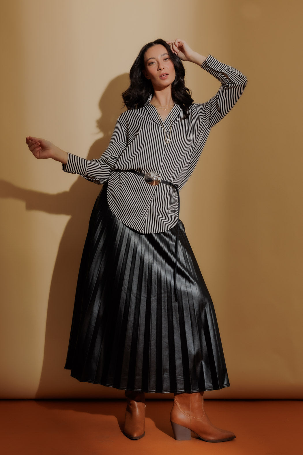 Thin Stripe Silky Blogger Shirt Thin Stripe