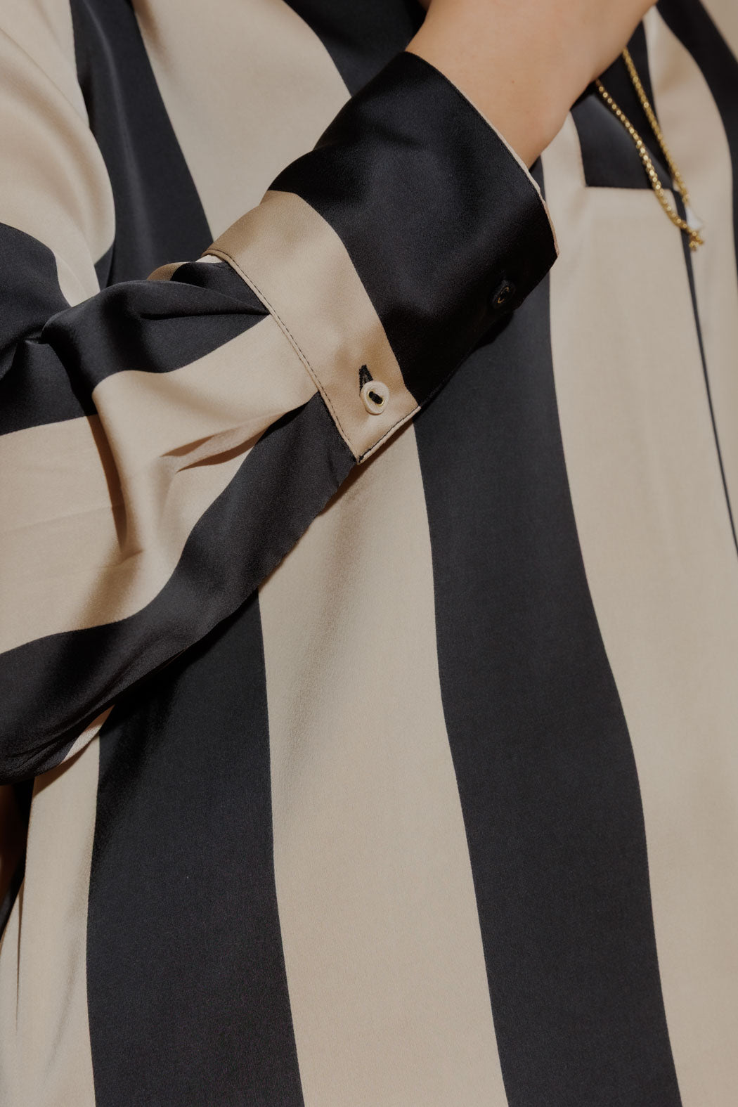 Taupe/Black Silky Blogger Shirt