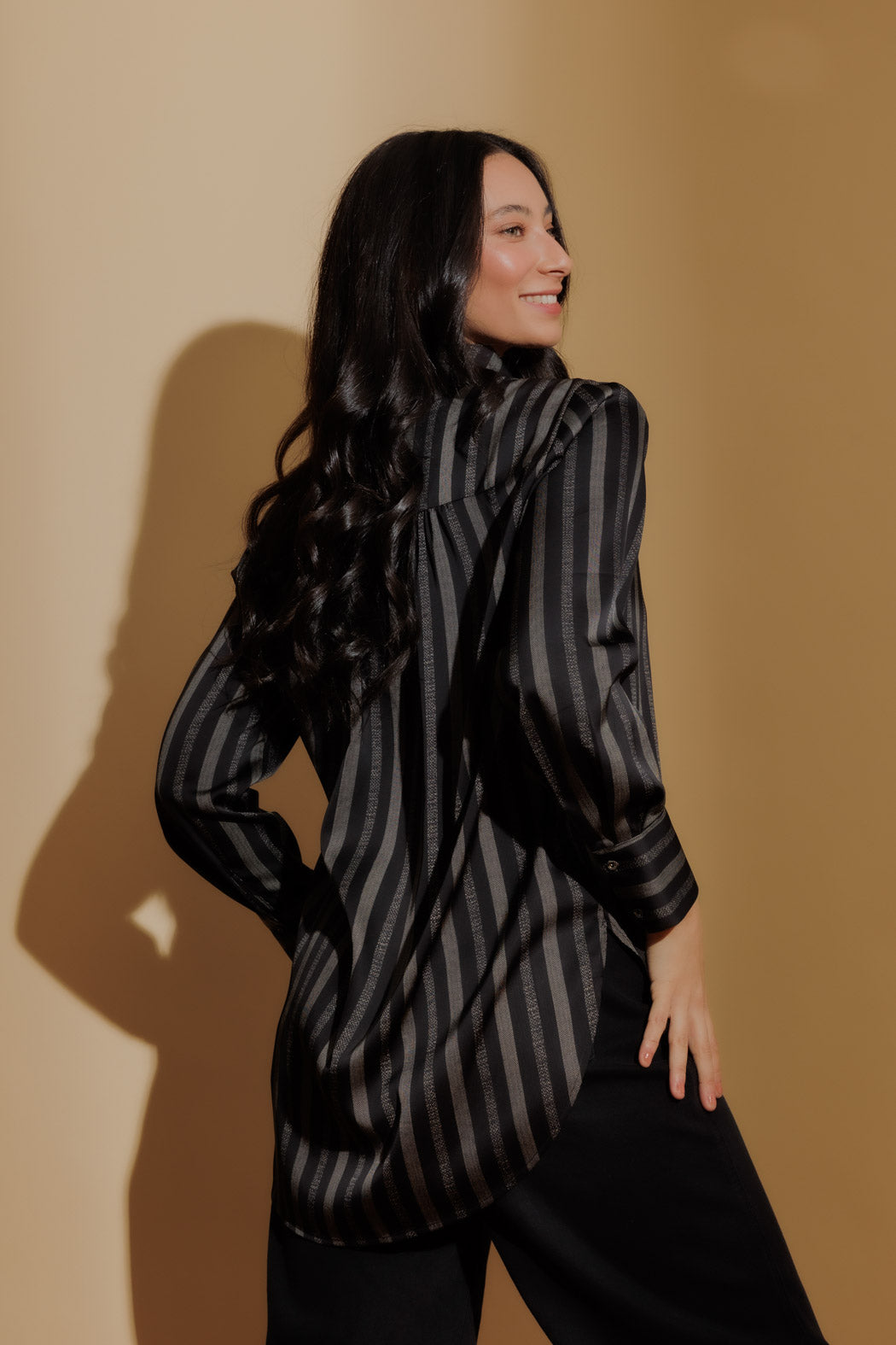 Speckled Stripe Silky Blogger Shirt Speckled Stripe