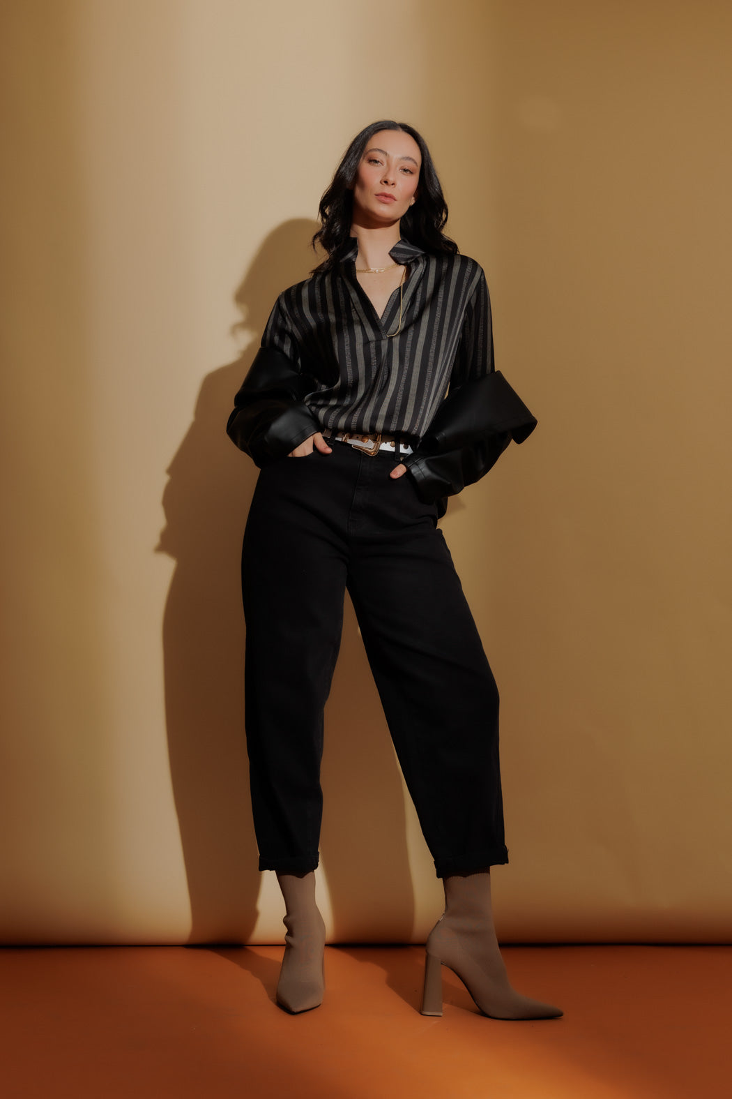 Speckled Stripe Silky Blogger Shirt Speckled Stripe